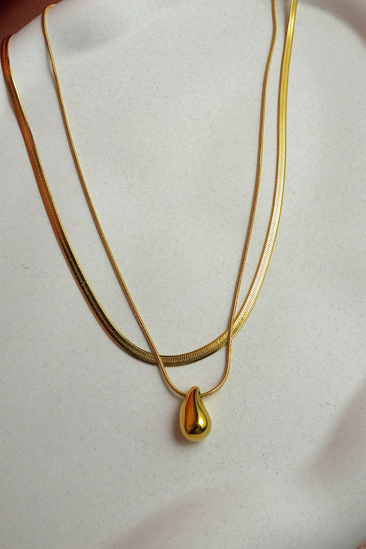 Double Layered Golden Drop Necklace