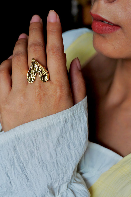 Textured Heart Ring(Adjustable)