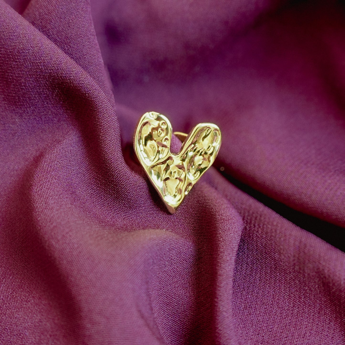 Textured Heart Ring(Adjustable)