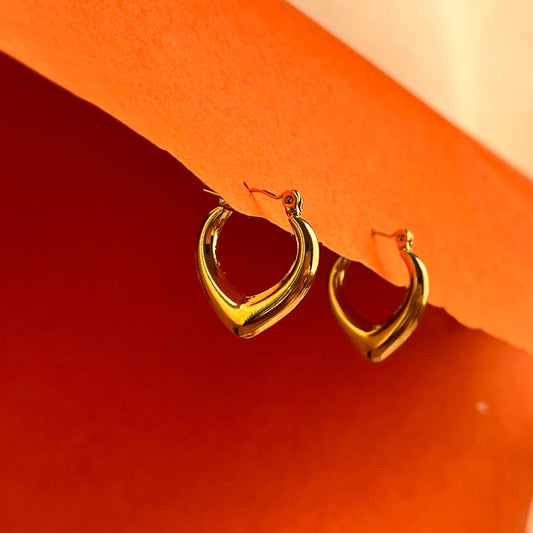 Puffy Heart Gold Hoop Earrings
