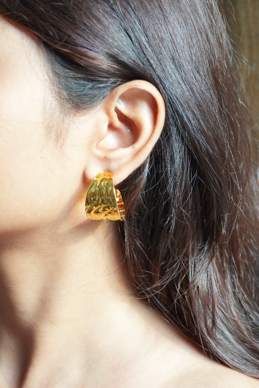Molten Gold Textured Hoop Earrings