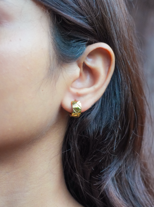 Geometric Gold Huggie Hoops