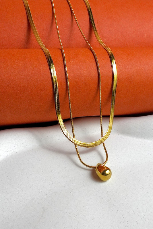 Double Layered Golden Drop Necklace