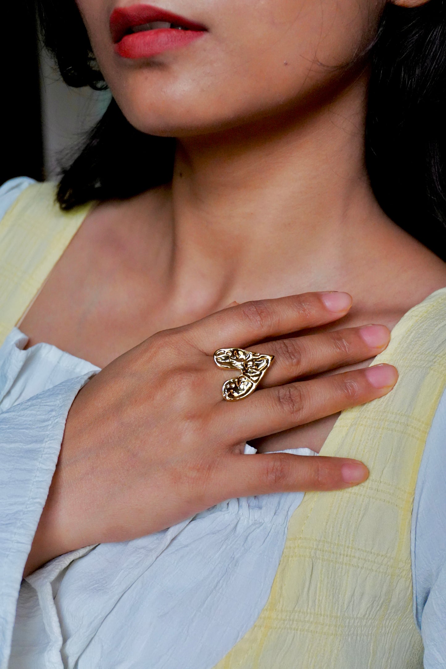 Textured Heart Ring(Adjustable)