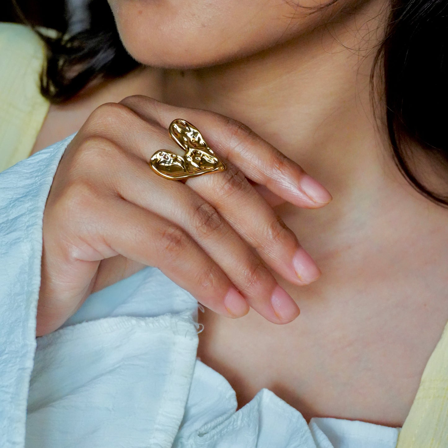 Textured Heart Ring(Adjustable)