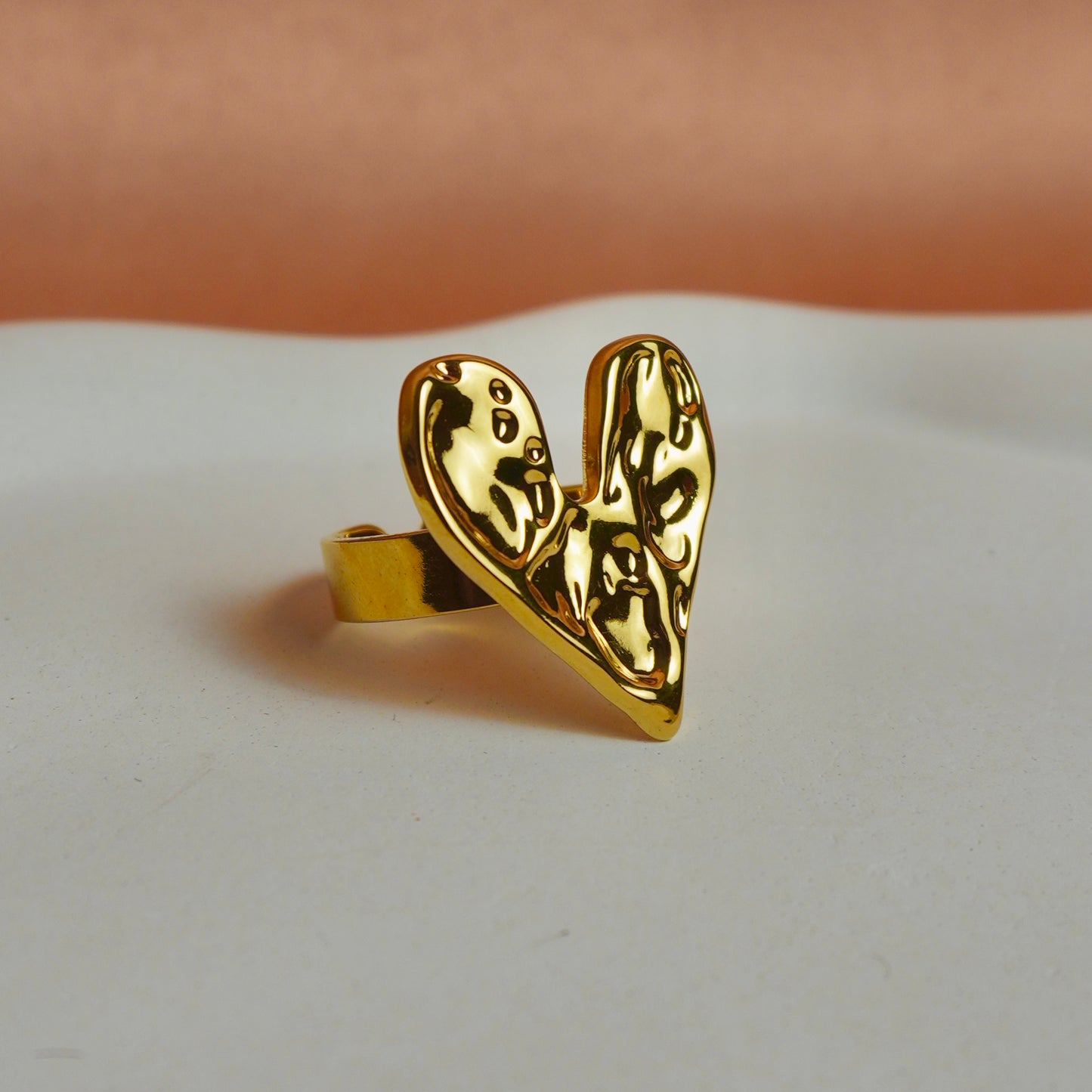 Textured Heart Ring(Adjustable)