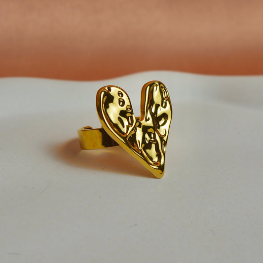 Textured Heart Ring(Adjustable)