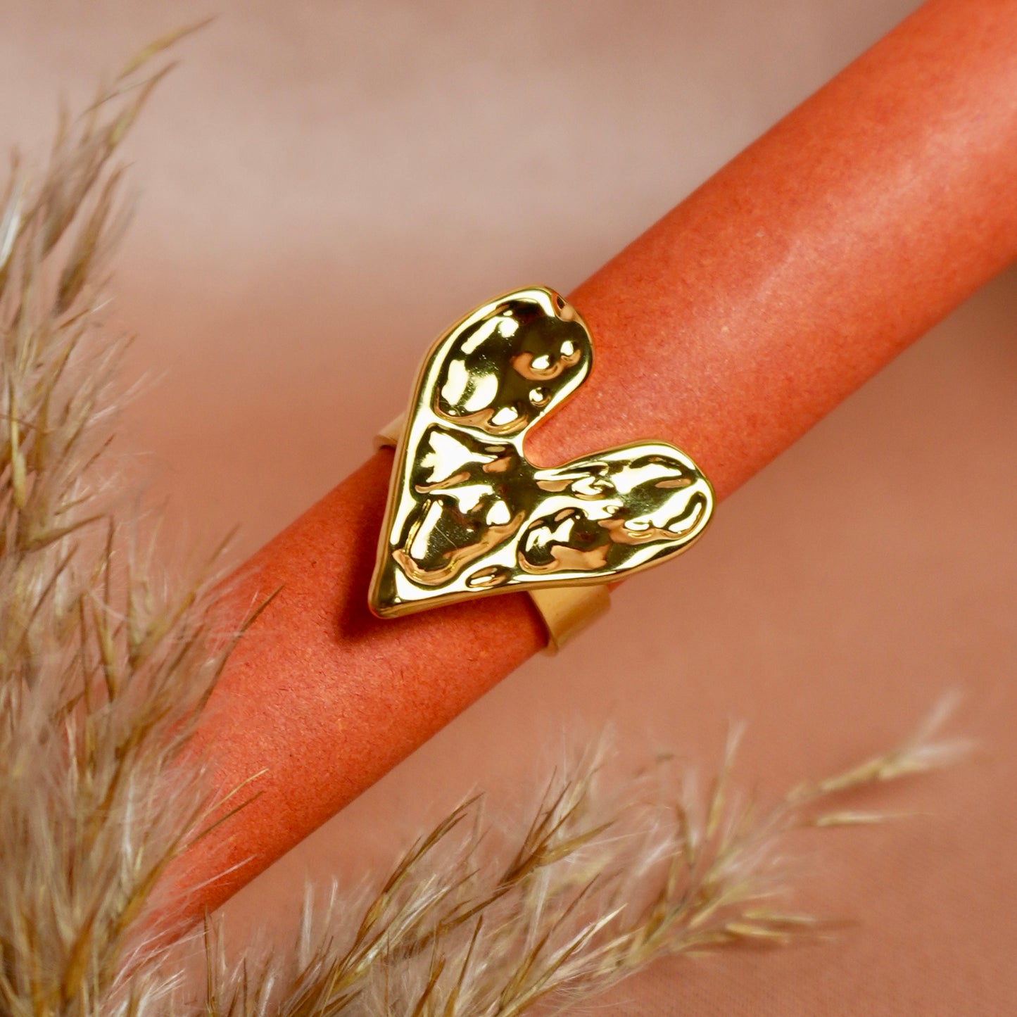 Textured Heart Ring(Adjustable)
