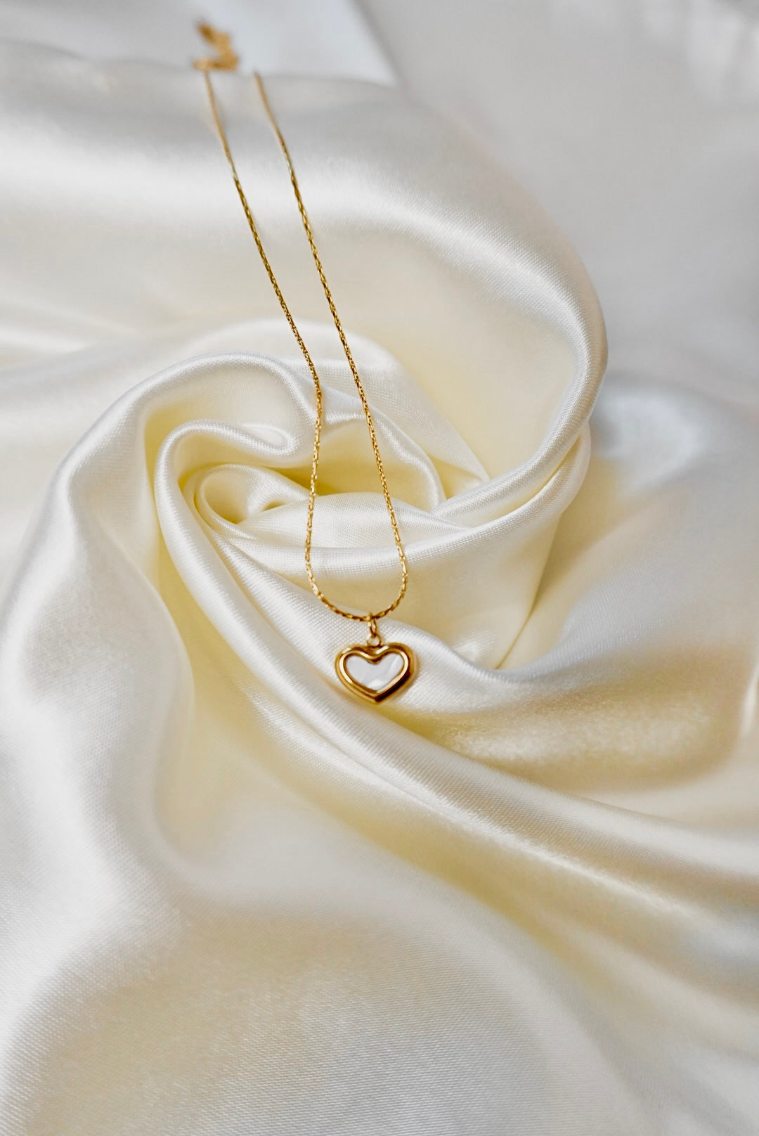 White Pearl Heart Necklace