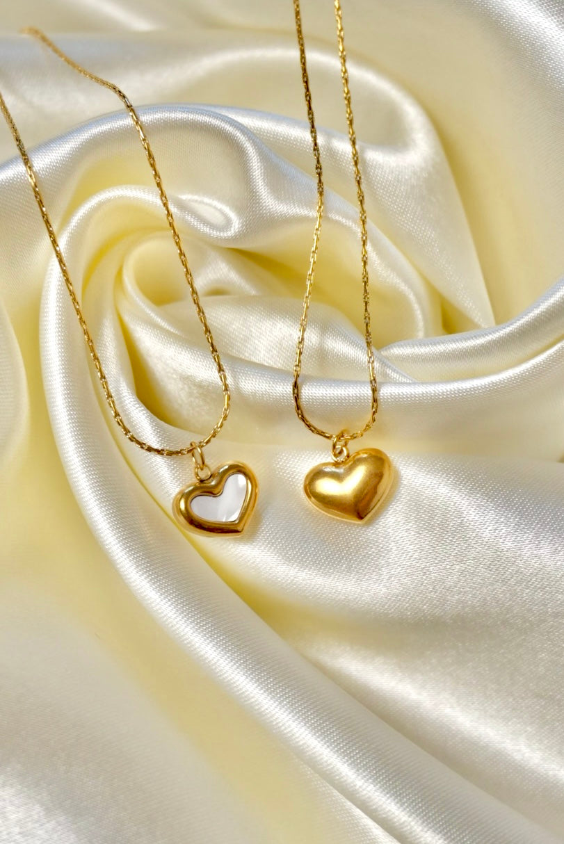 White Pearl Heart Necklace