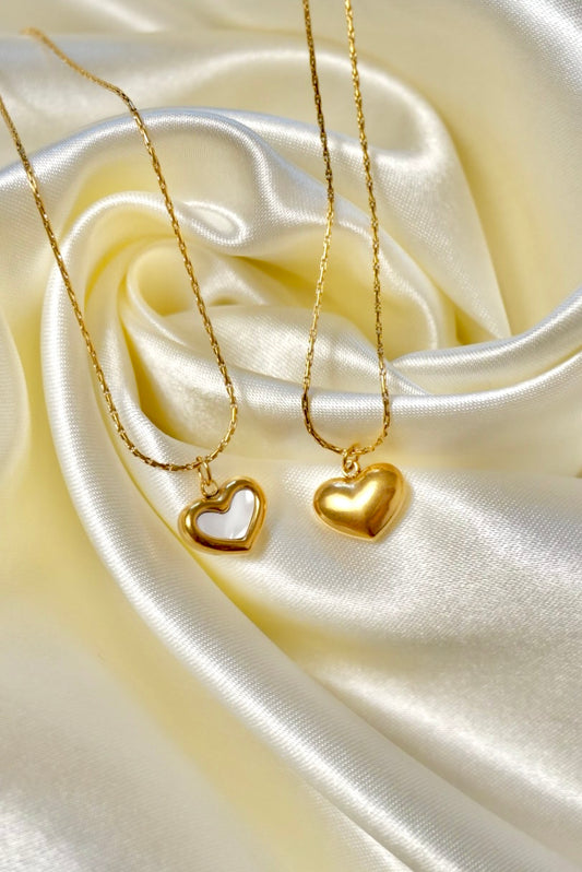 White Pearl Heart Necklace