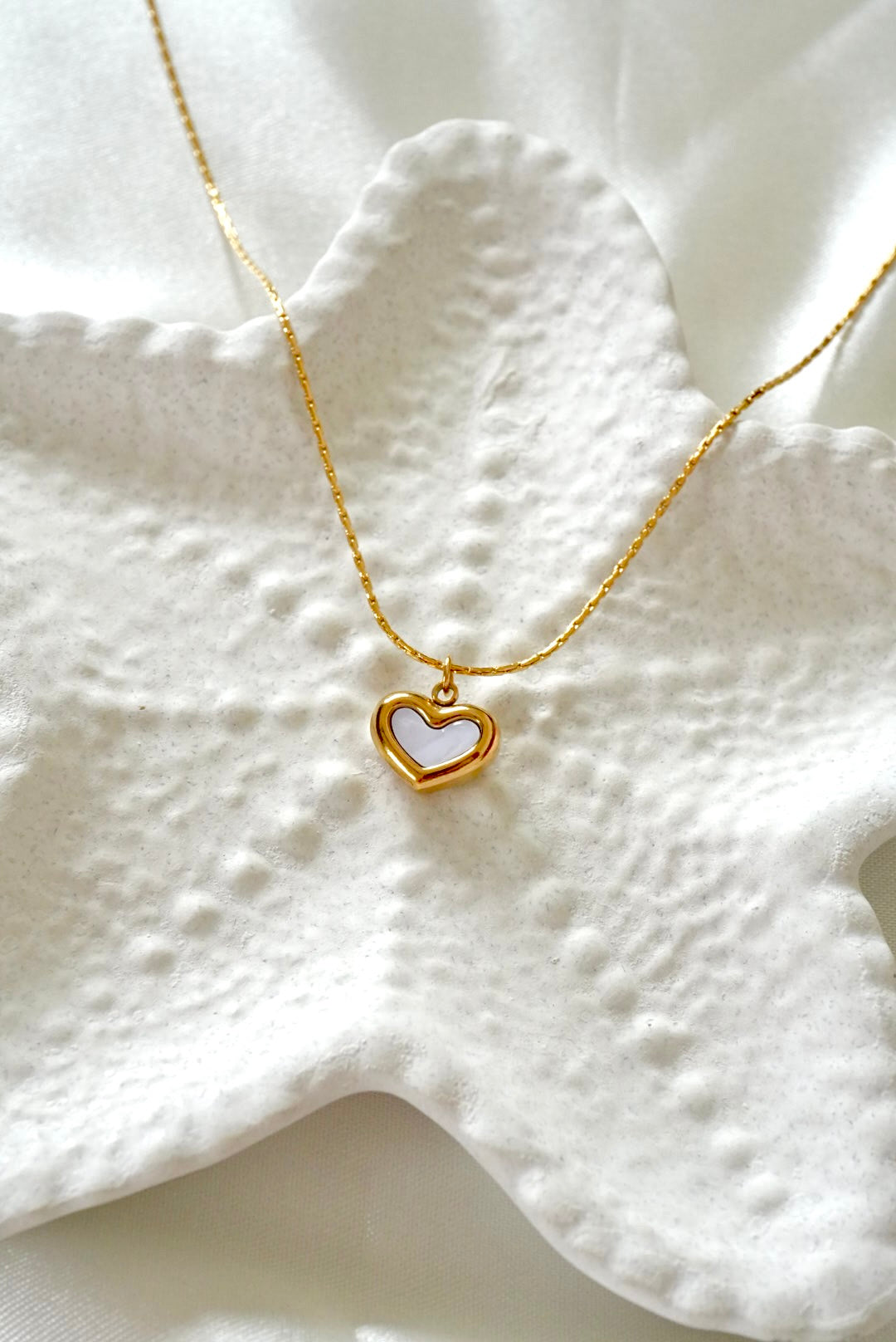 White Pearl Heart Necklace