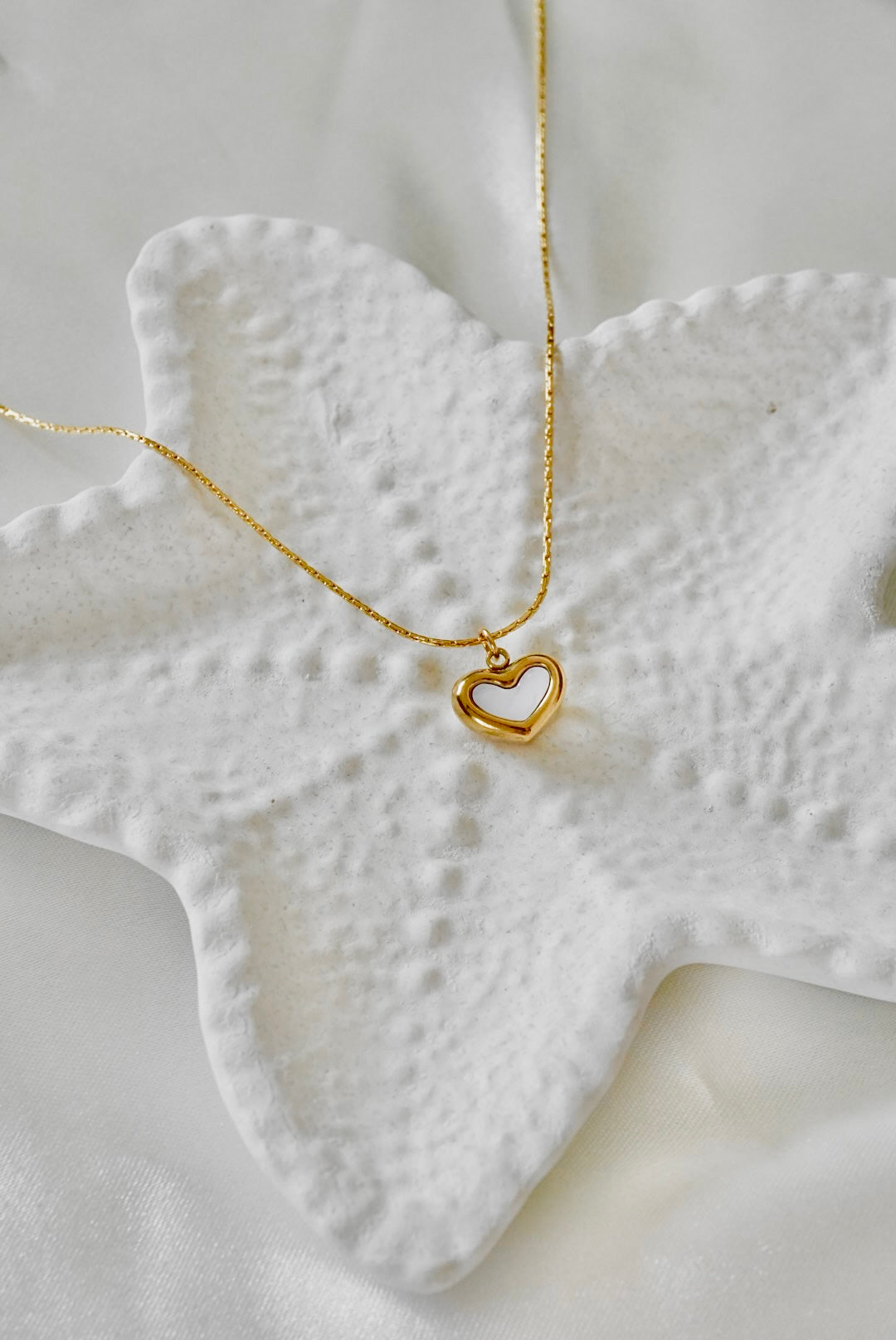 White Pearl Heart Necklace