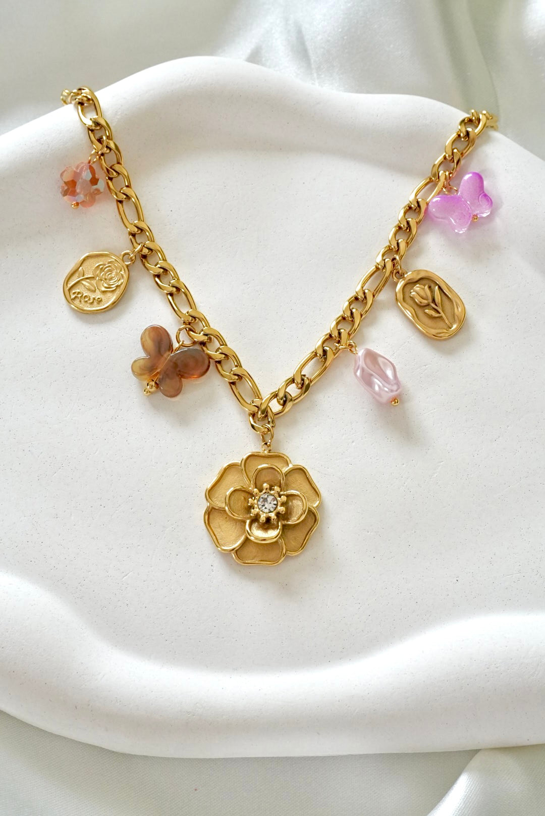 Floral Multiple Charm Necklace