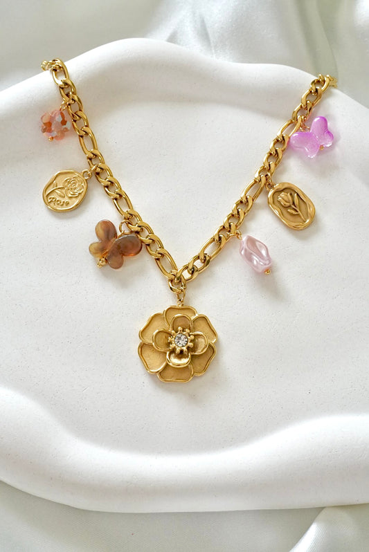 Floral Multiple Charm Necklace