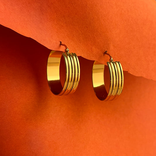 Multi Layered Wide Gold Hoops