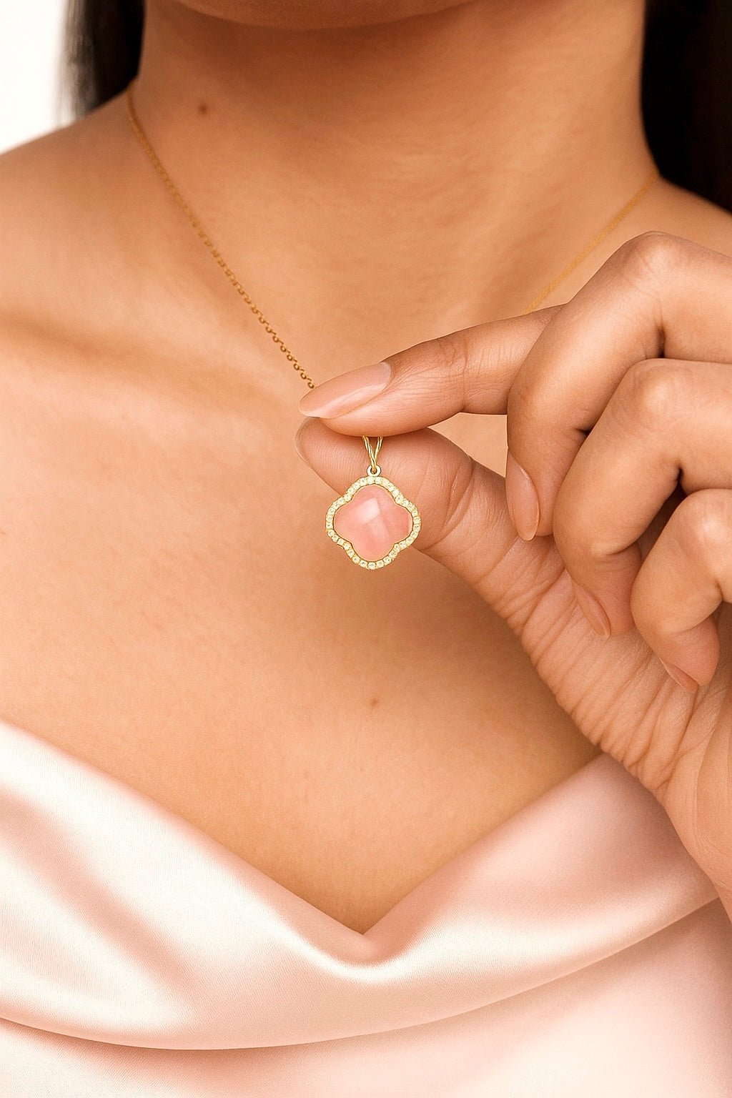 Pink Clover Necklace