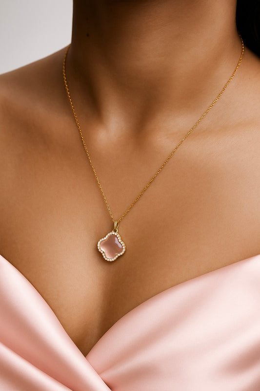 Pink Clover Necklace